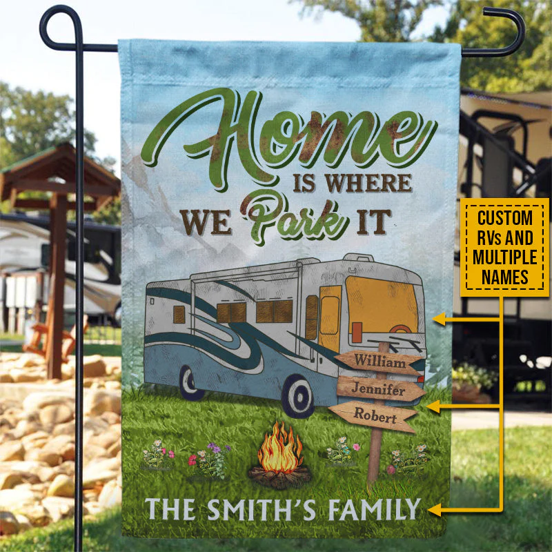 Camping Home Is Where We Park It Custom Flag - Image 3