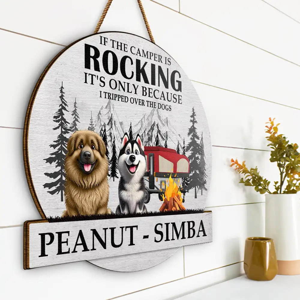 Camping I Tripped Over The Dog - Personalized Custom Shaped Wood Sign - Image 2