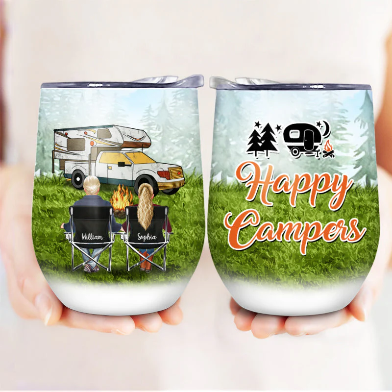 Camping Partner For Life - Gift For Camping Lover - Personalized Custom Wine Tumbler - Image 3