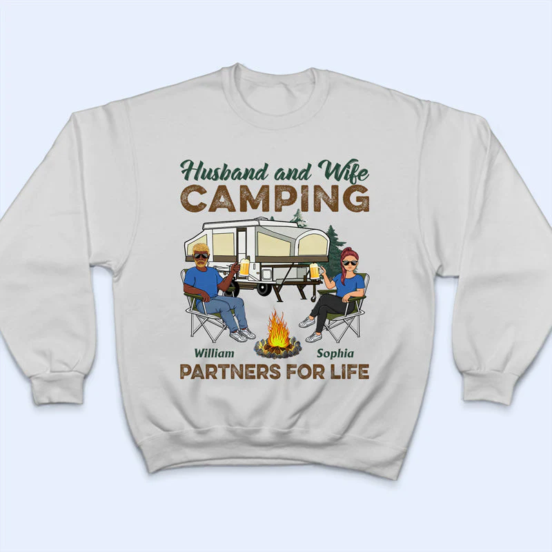 Camping Partners For Life Camping Couple - Personalized Custom T Shirt - Image 5