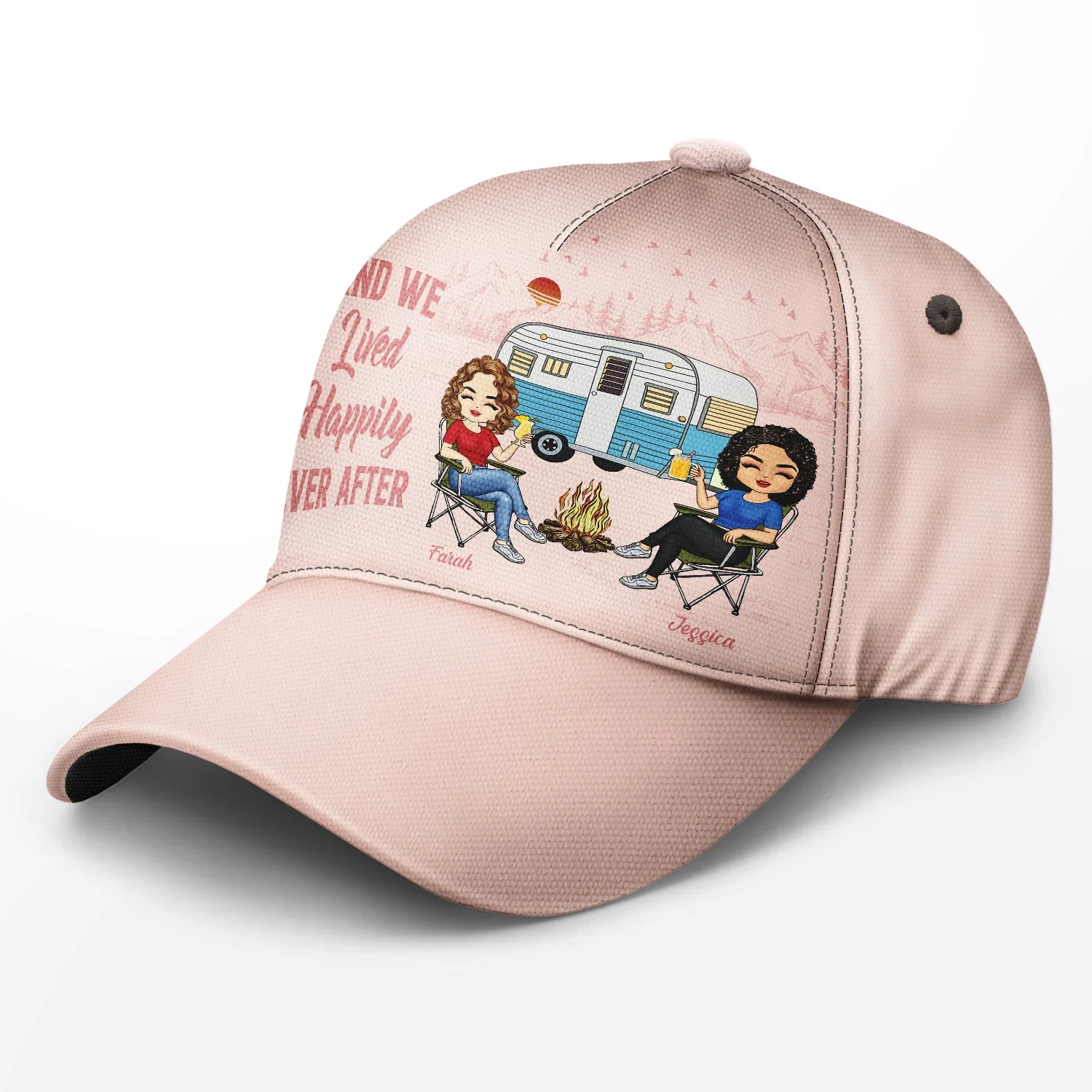 Camping Partners For Life - Gift For Camping Couples, Campers, Husband, Wife - Personalized Classic Cap - Image 2