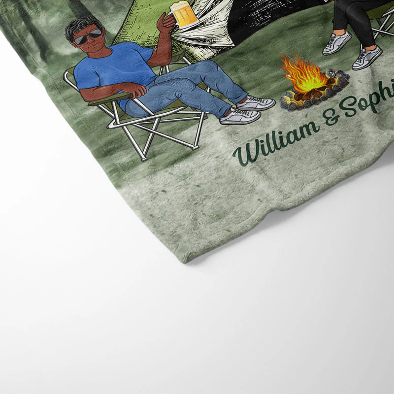 Camping Partners For Life Husband Wife Camping Couple - Personalized Custom Fleece Blanket - Image 3
