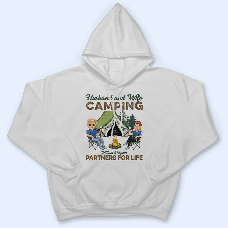 Camping Partners For Life Husband Wife - Couple Gift - Personalized Custom T Shirt - Image 2