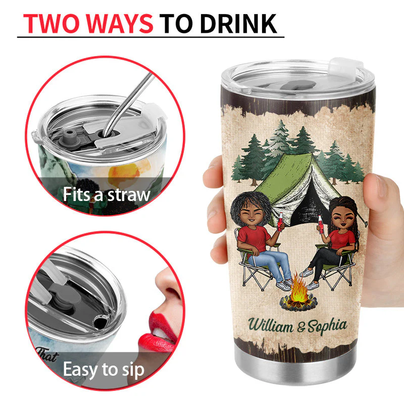 Camping Partners For Life Husband Wife - Couple Gift - Personalized Custom Tumbler - Image 4