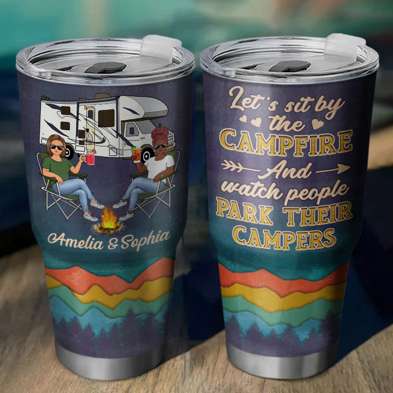 Camping Partners For Life Husband Wife Family Mountain - Couple Gift - Personalized Custom 30 Oz Tumbler - Image 2