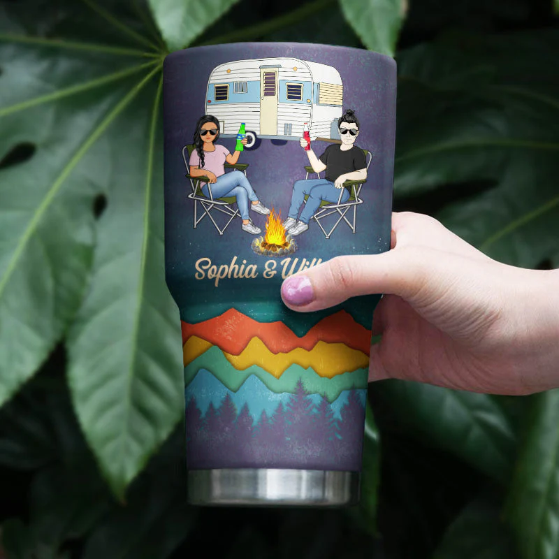 Camping Partners For Life Husband Wife Family Mountain - Couple Gift - Personalized Custom 30 Oz Tumbler - Image 4
