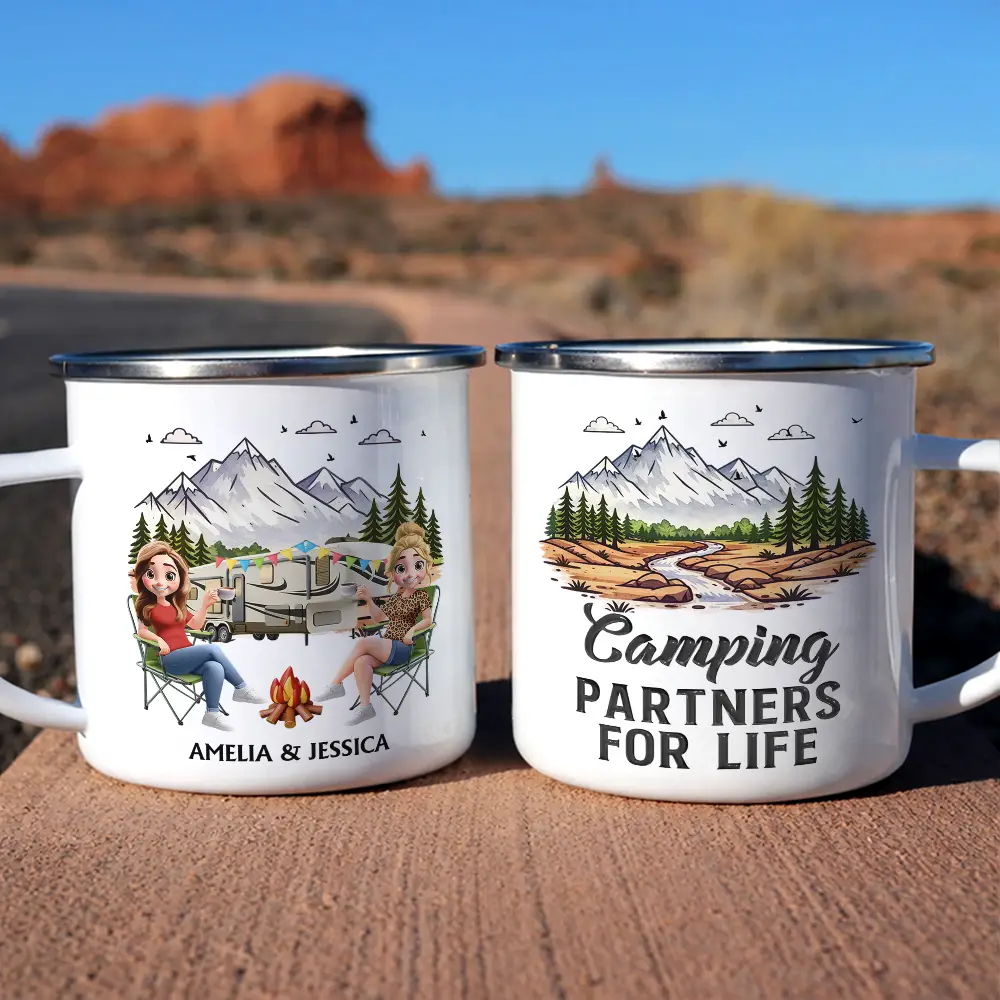 Camping Partners For Life - Personalized Enamel Mug - Image 6