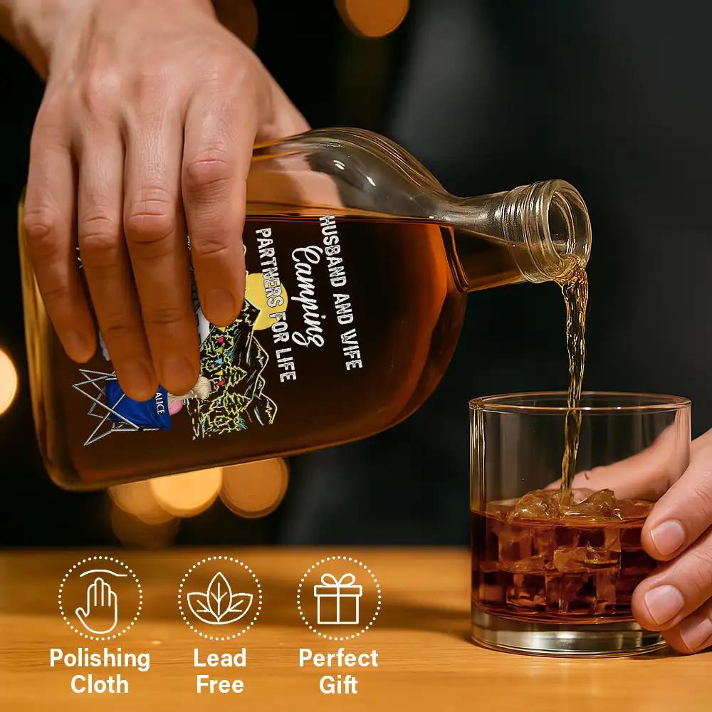 Camping Partners For Life - Personalized Whiskey Bottle - Image 6