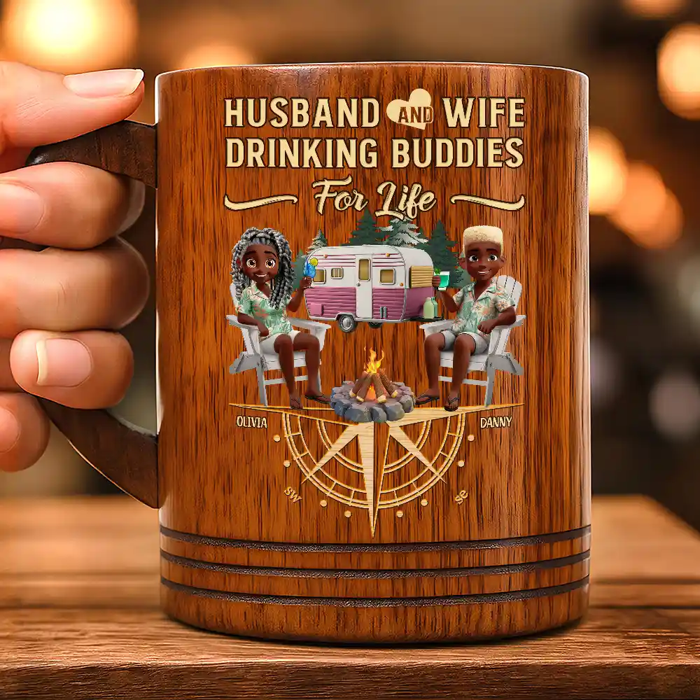 Camping Partners For Life - Personalized Wooden Mug - Image 3