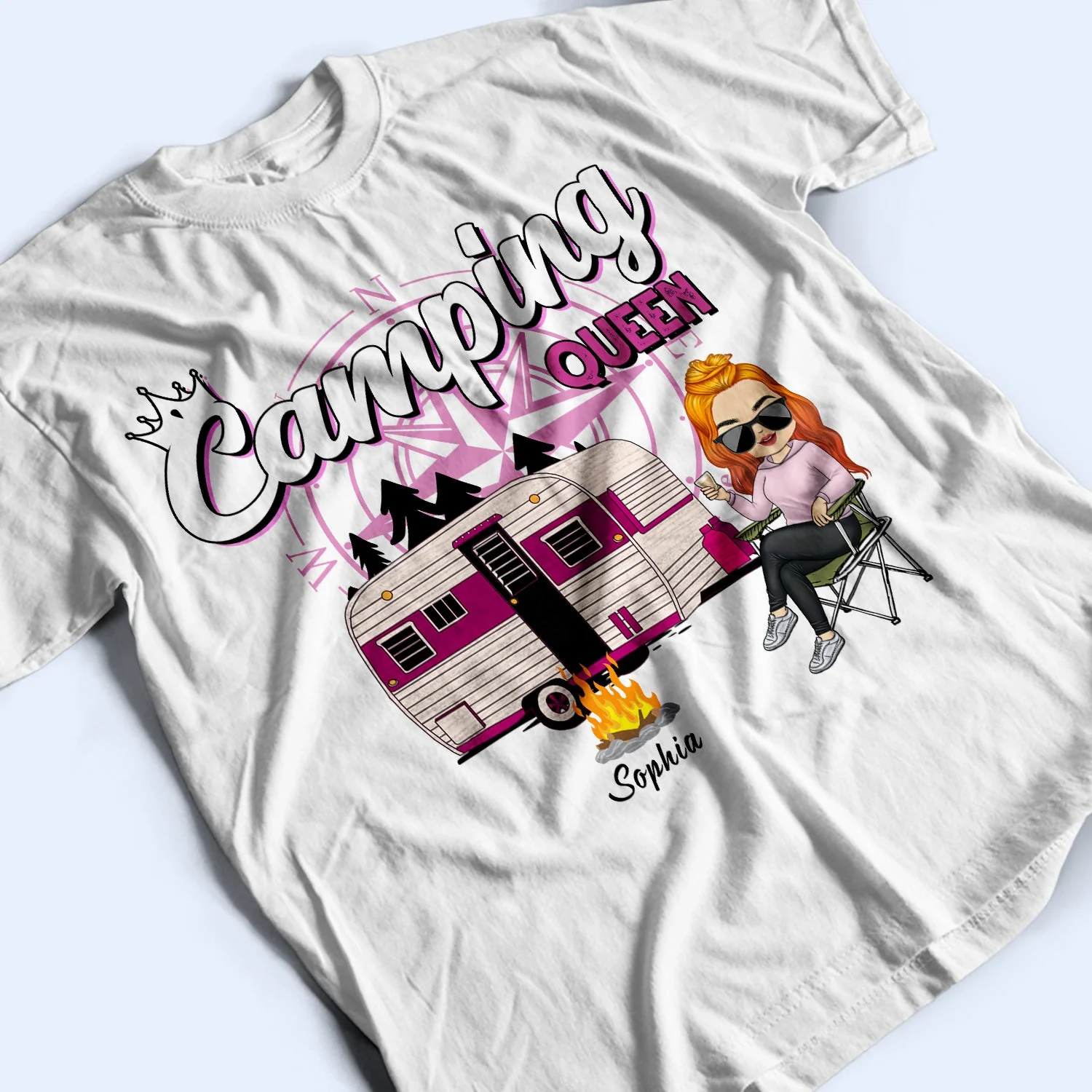 Camping Queen - Gift For Camping Lovers - Personalized Custom T Shirt - Image 3