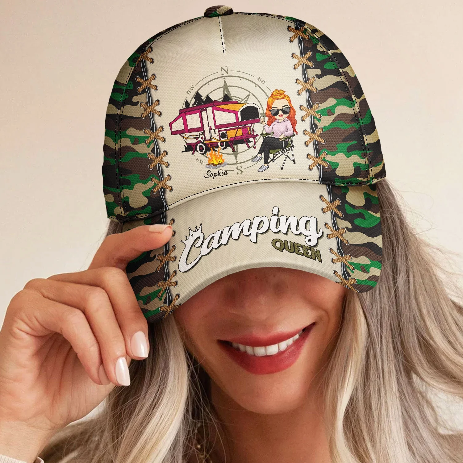 Camping Queen - Gift For Camping Women - Personalized Classic Cap - Image 4