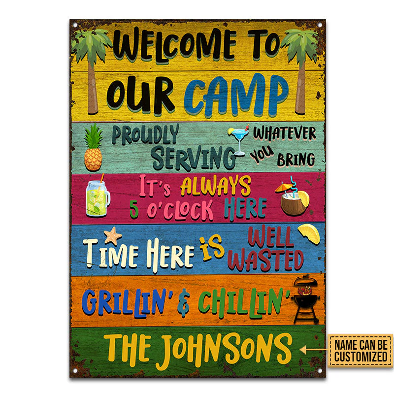 Camping Welcome To Our Camp Custom Classic Metal Signs, Camping Decoration, Camping Gift - Image 2