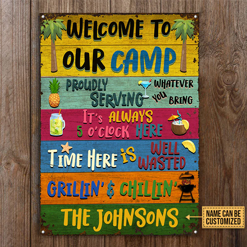Camping Welcome To Our Camp Custom Classic Metal Signs, Camping Decoration, Camping Gift - Image 4