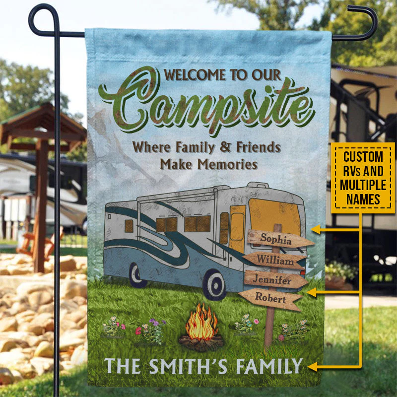 Camping Welcome To Our Campsite Custom Flag - Image 3