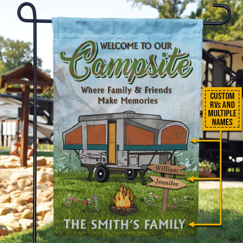 Camping Welcome To Our Campsite Custom Flag - Image 4