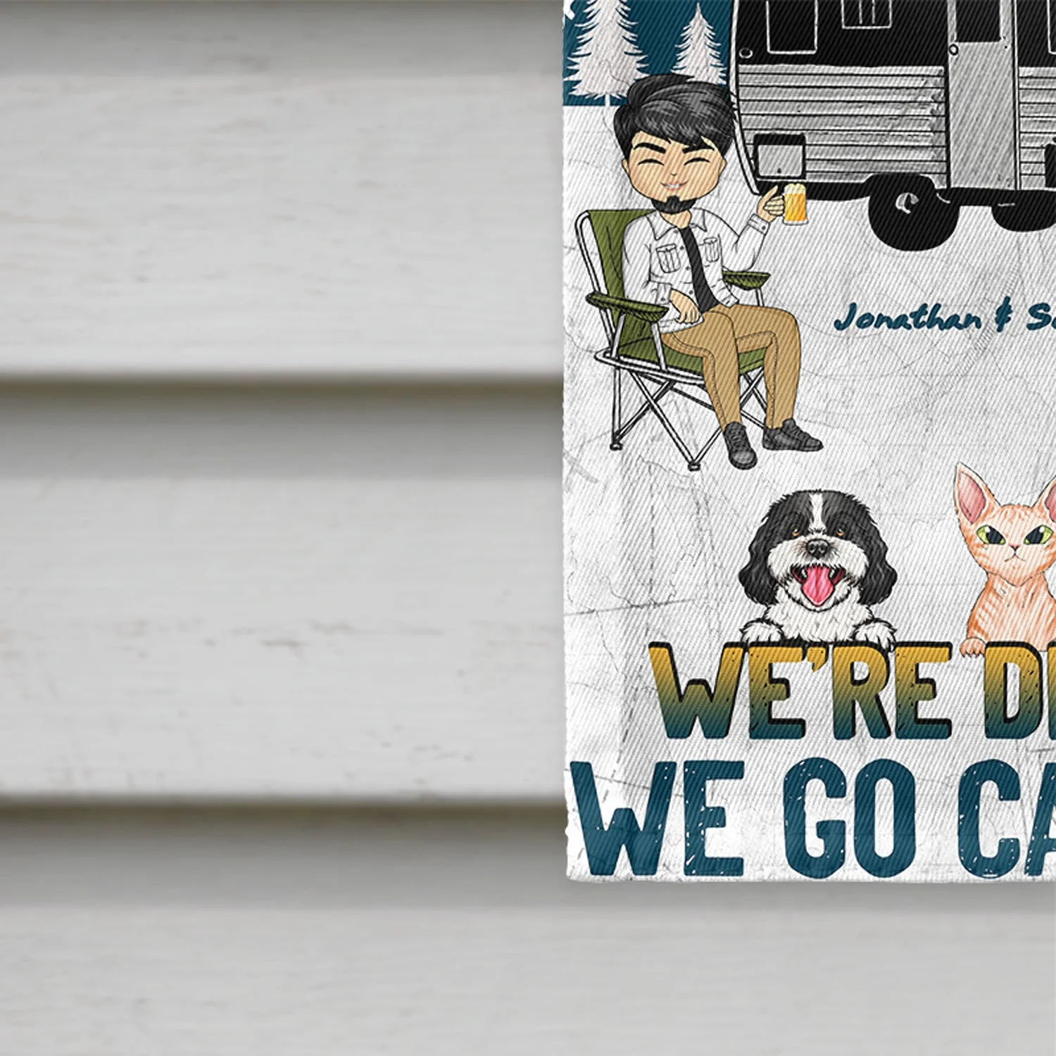 Camping We're Drunks Dog Cat - Gift For Couples - Personalized Custom Flag - Image 4