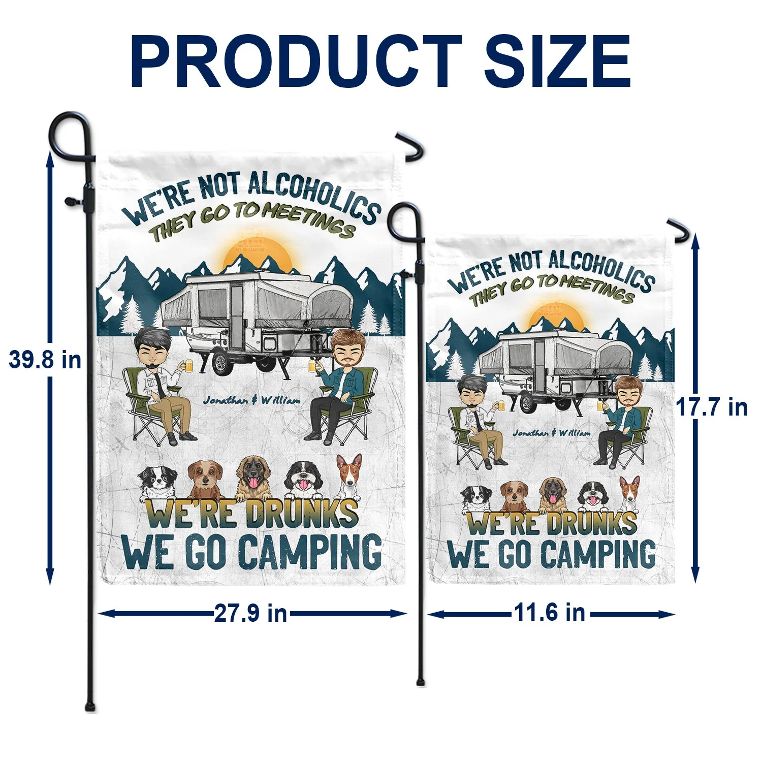 Camping We're Drunks Dog Cat - Gift For Couples - Personalized Custom Flag - Image 5