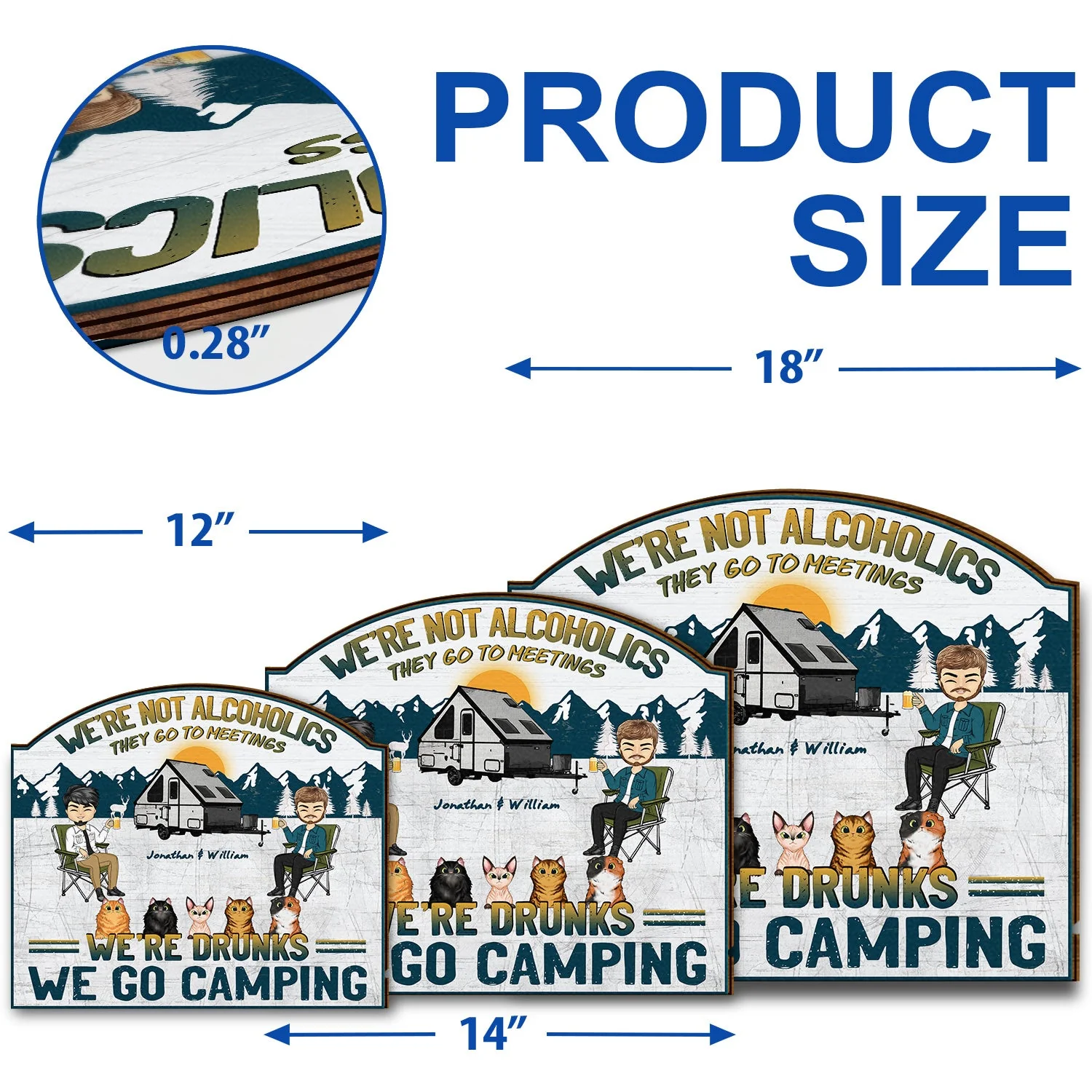 Camping We're Drunks Dog Cat - Gift For Couples - Personalized Custom Shaped Wood Sign - Image 5