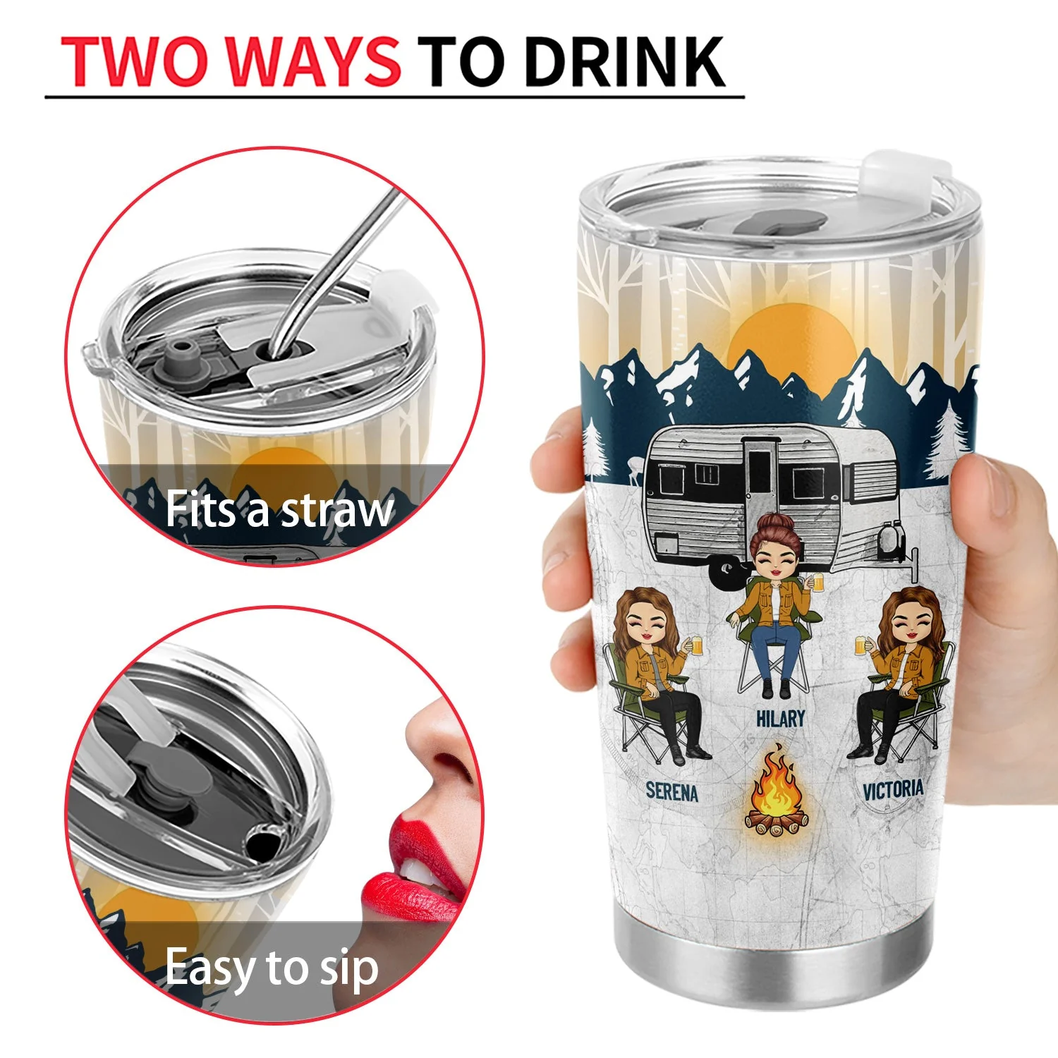 Camping We're Drunks - Gift For Bestie - Personalized Custom Tumbler - Image 4