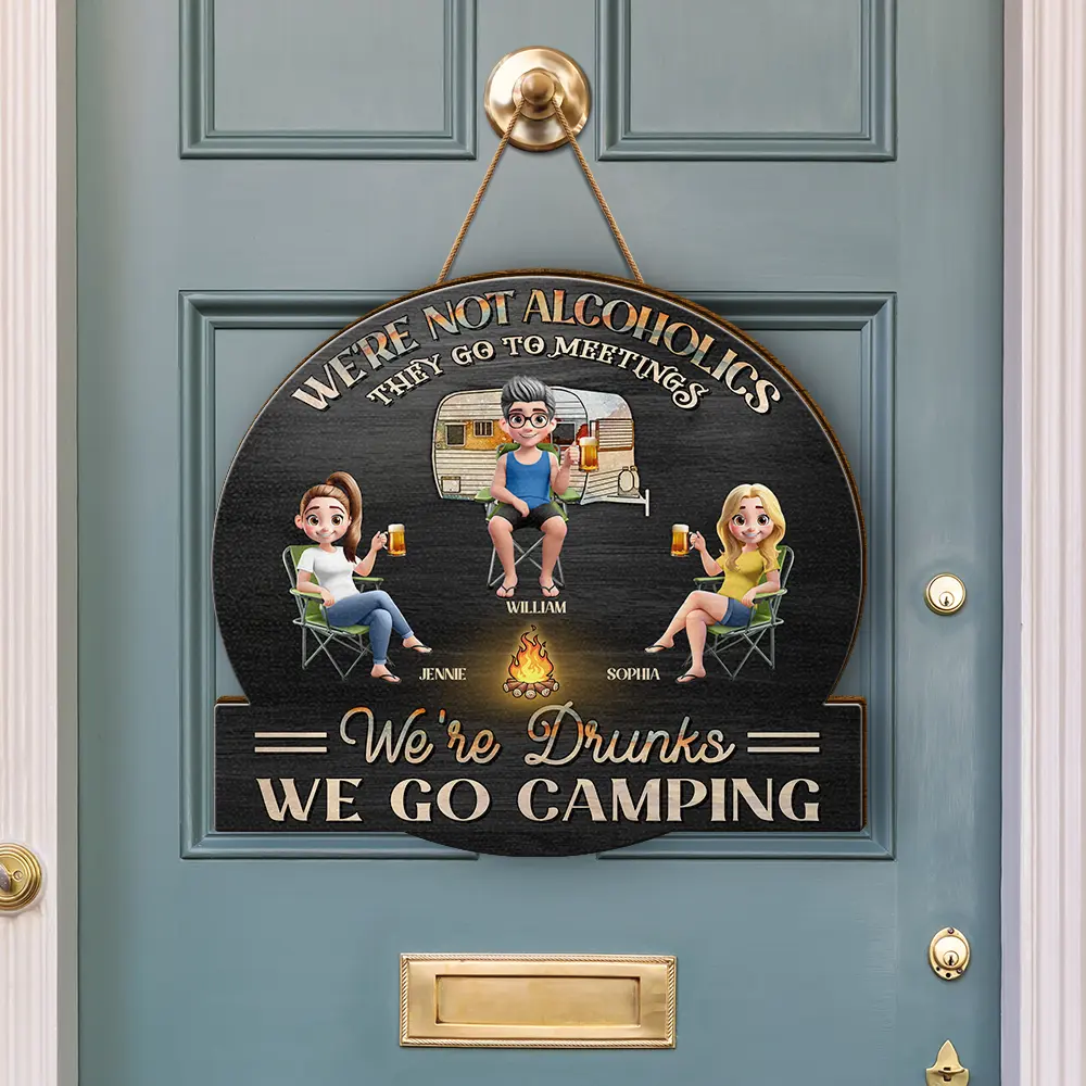 Camping We're Drunks - Personalized Custom Shaped Wood Sign - Image 3