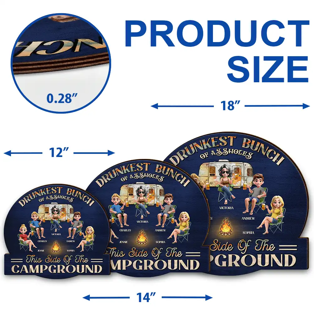Camping We're Drunks - Personalized Custom Shaped Wood Sign - Image 5