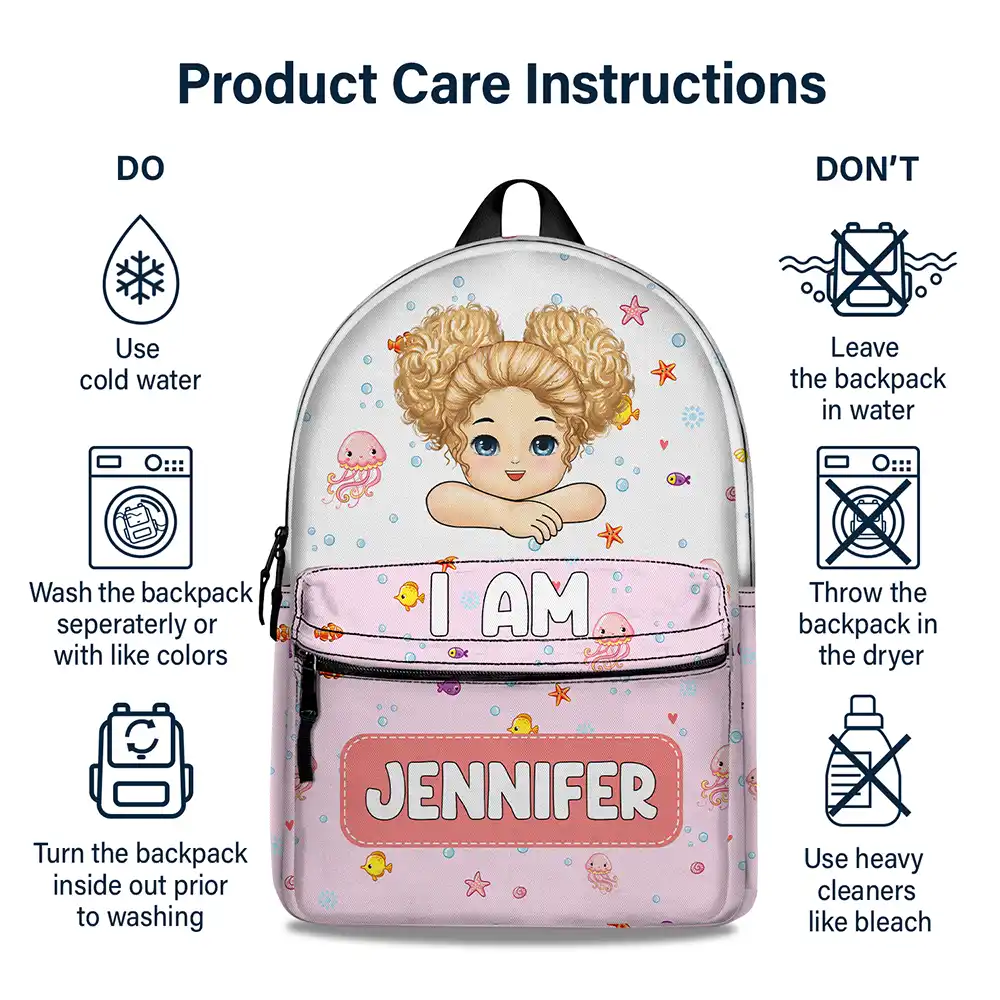 Car Mermaid Unicorn Dinosaur Astronaut Kids - Personalized Canvas Backpack - Image 6