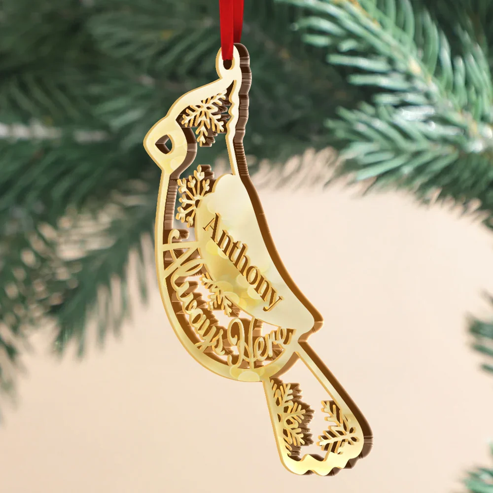 Cardinal Bird Always Here - Personalized DIY Mirror Acrylic Ornament - Image 2