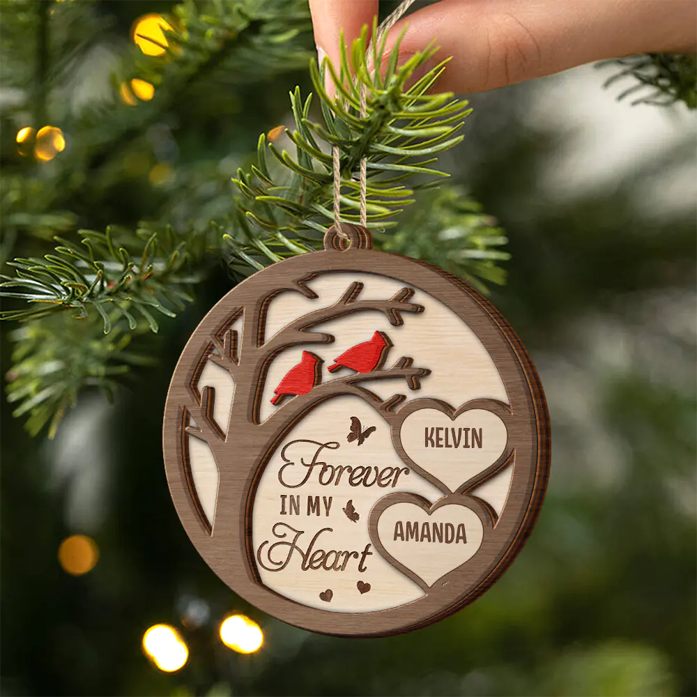 Cardinal Memorial We're Always With You - Personalized 2-Layered Wooden Ornament - Image 2
