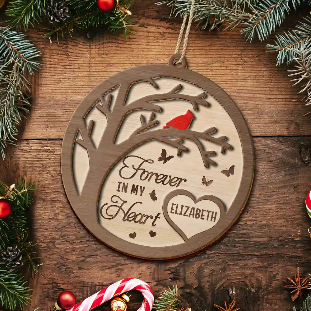 Cardinal Memorial We're Always With You - Personalized 2-Layered Wooden Ornament - Image 5