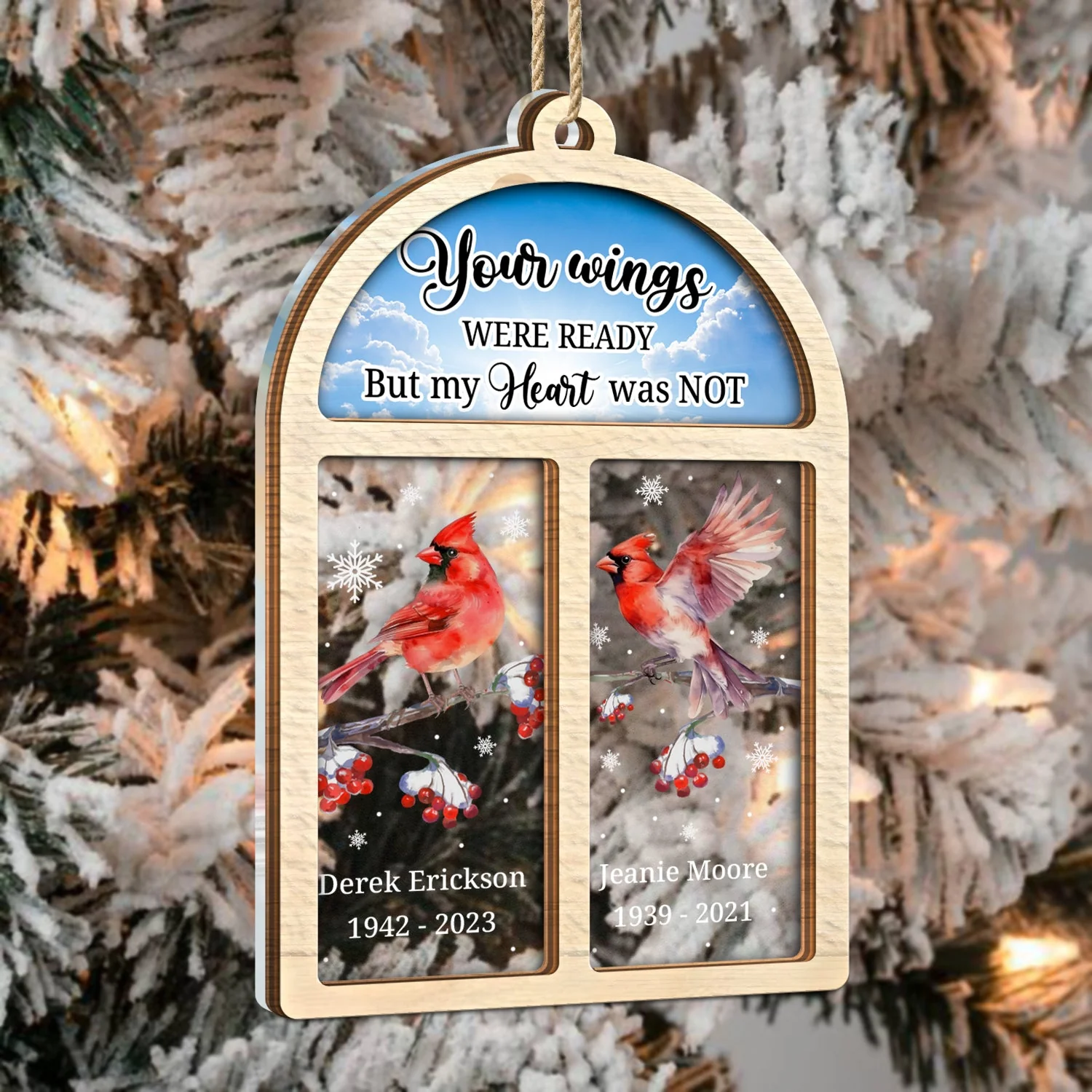 Cardinals Appear When Angels Are Near - Christmas, Memorial Gift - Personalized 2-Layered Mix Ornament - Image 3