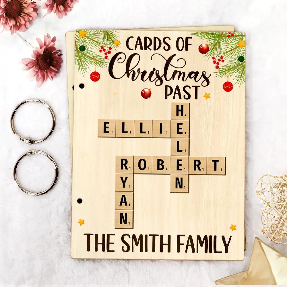 Cards Of Christmas Past Family Crossword Scrabble - Personalized Card Keeper, Card Holder - Image 3