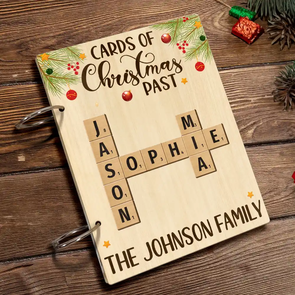 Cards Of Christmas Past Family Crossword Scrabble - Personalized Card Keeper, Card Holder - Image 4