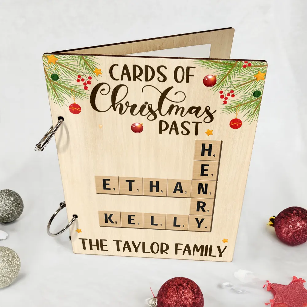 Cards Of Christmas Past Family Crossword Scrabble - Personalized Card Keeper, Card Holder - Image 7