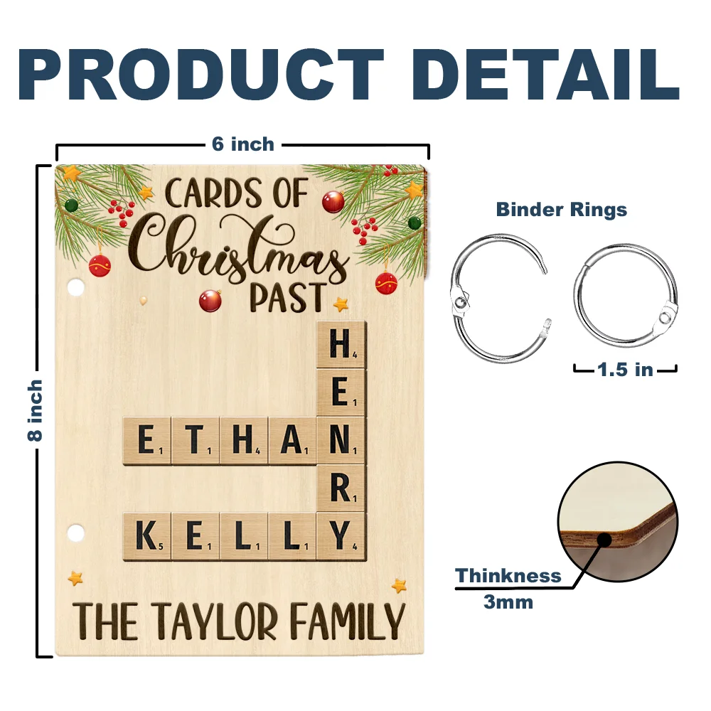 Cards Of Christmas Past Family Crossword Scrabble - Personalized Card Keeper, Card Holder - Image 9