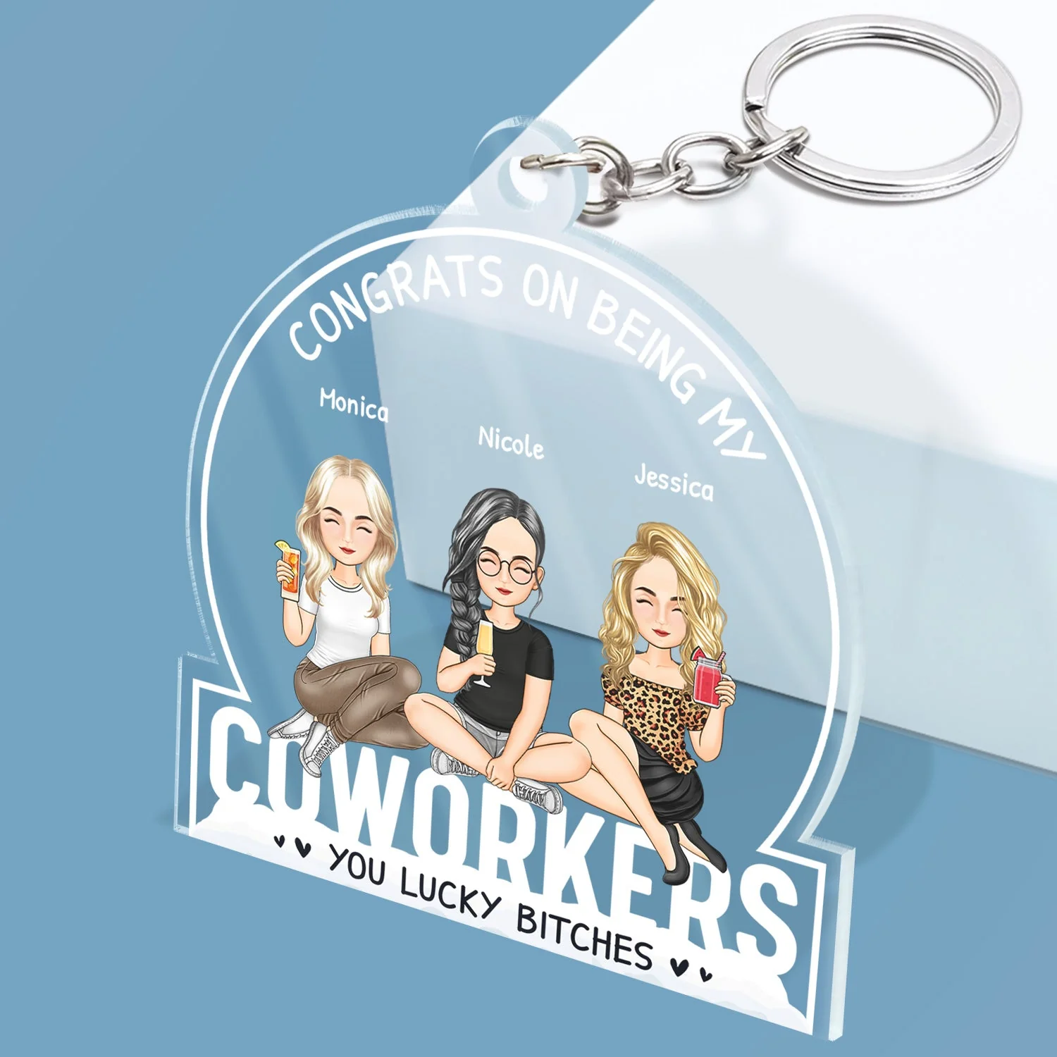 Cartoon Congrats On Being My Bestie - Gift For Bestie - Personalized Acrylic Keychain - Image 2