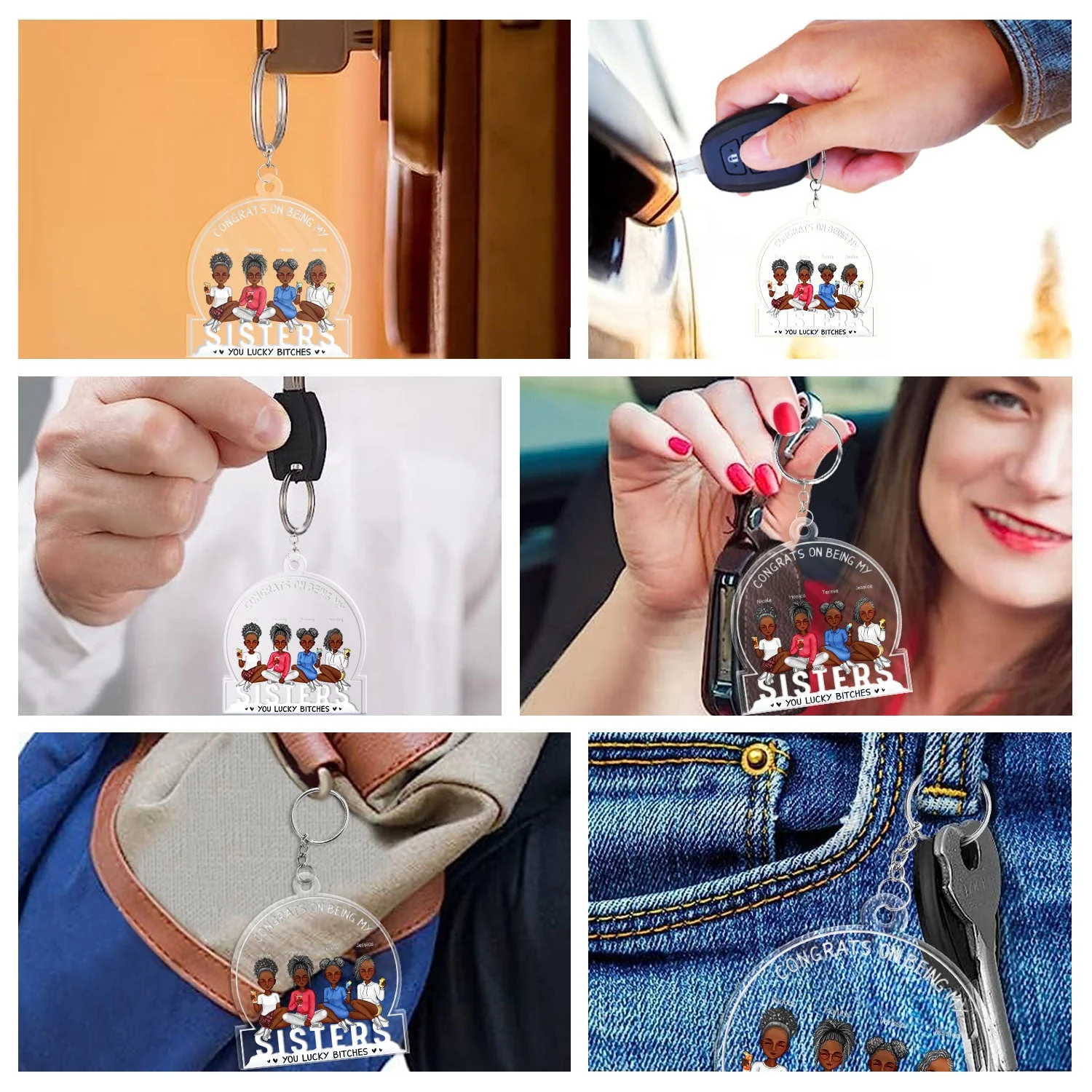 Cartoon Congrats On Being My Bestie - Gift For Bestie - Personalized Acrylic Keychain - Image 6