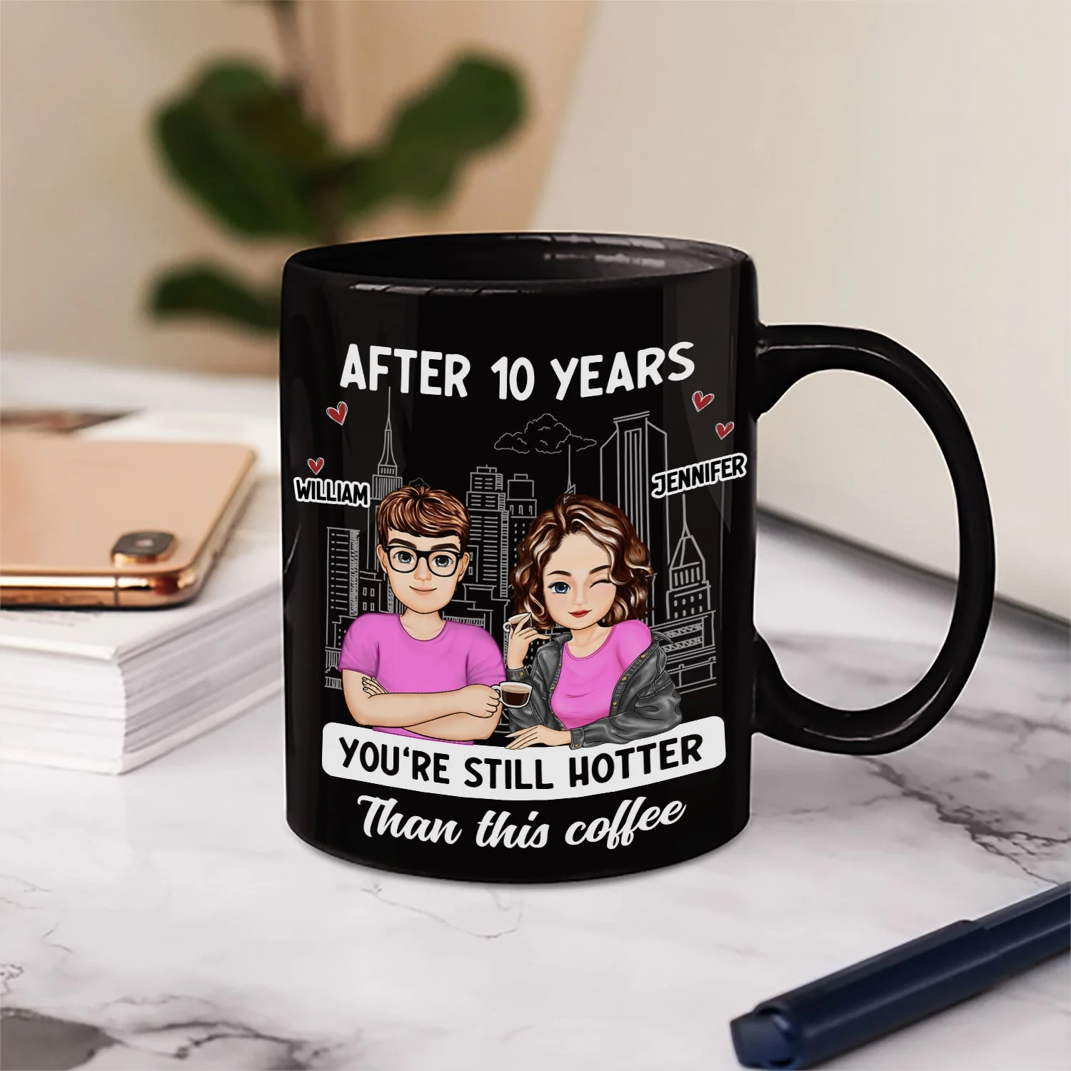 Cartoon Couple After Years You're Still Hotter Than This Coffee - Gift For Couples - Personalized Mug - Image 6