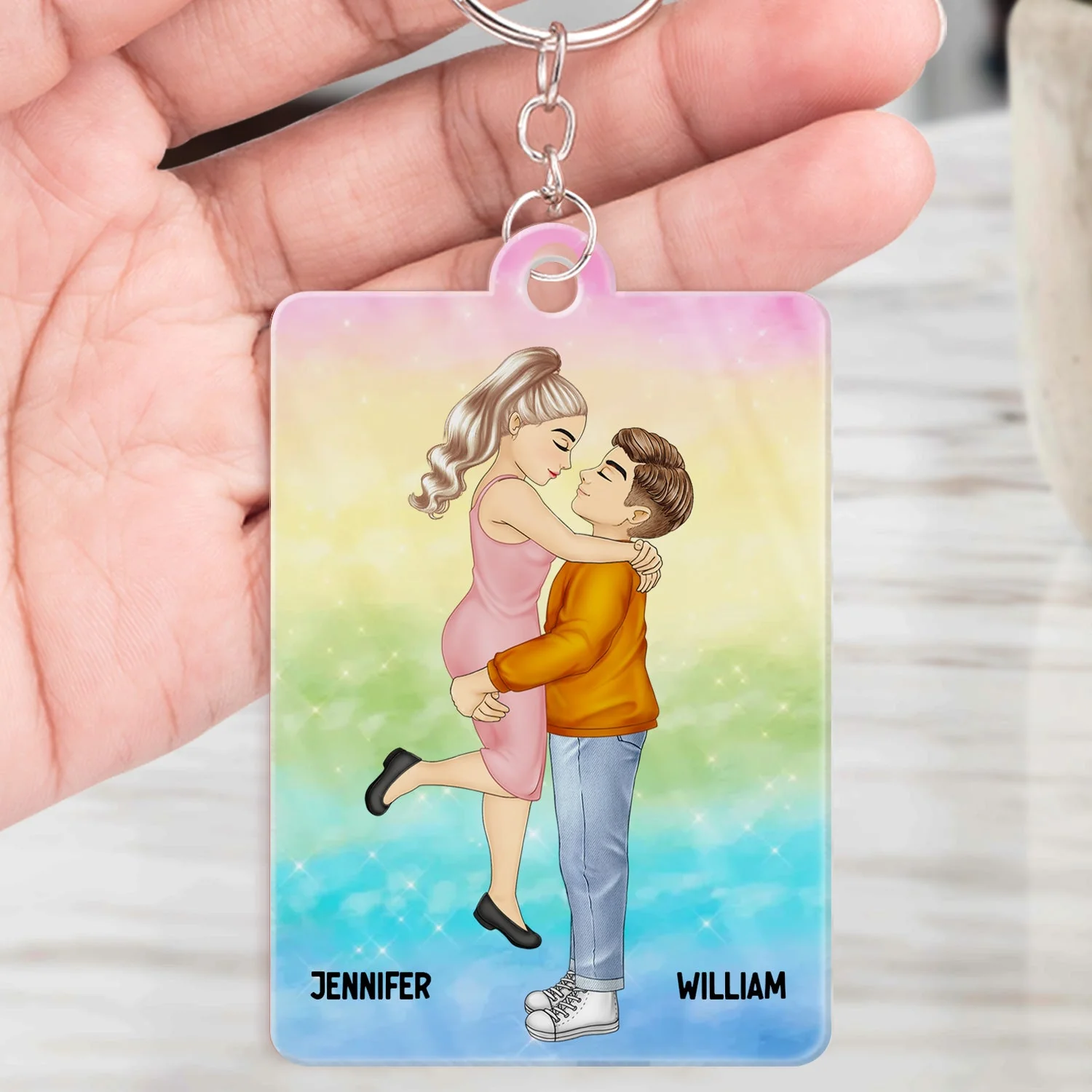 Cartoon Couple Kissing I'm Yours No Returns Or Refund - Gift For Couples - Personalized Acrylic Keychain - Image 4