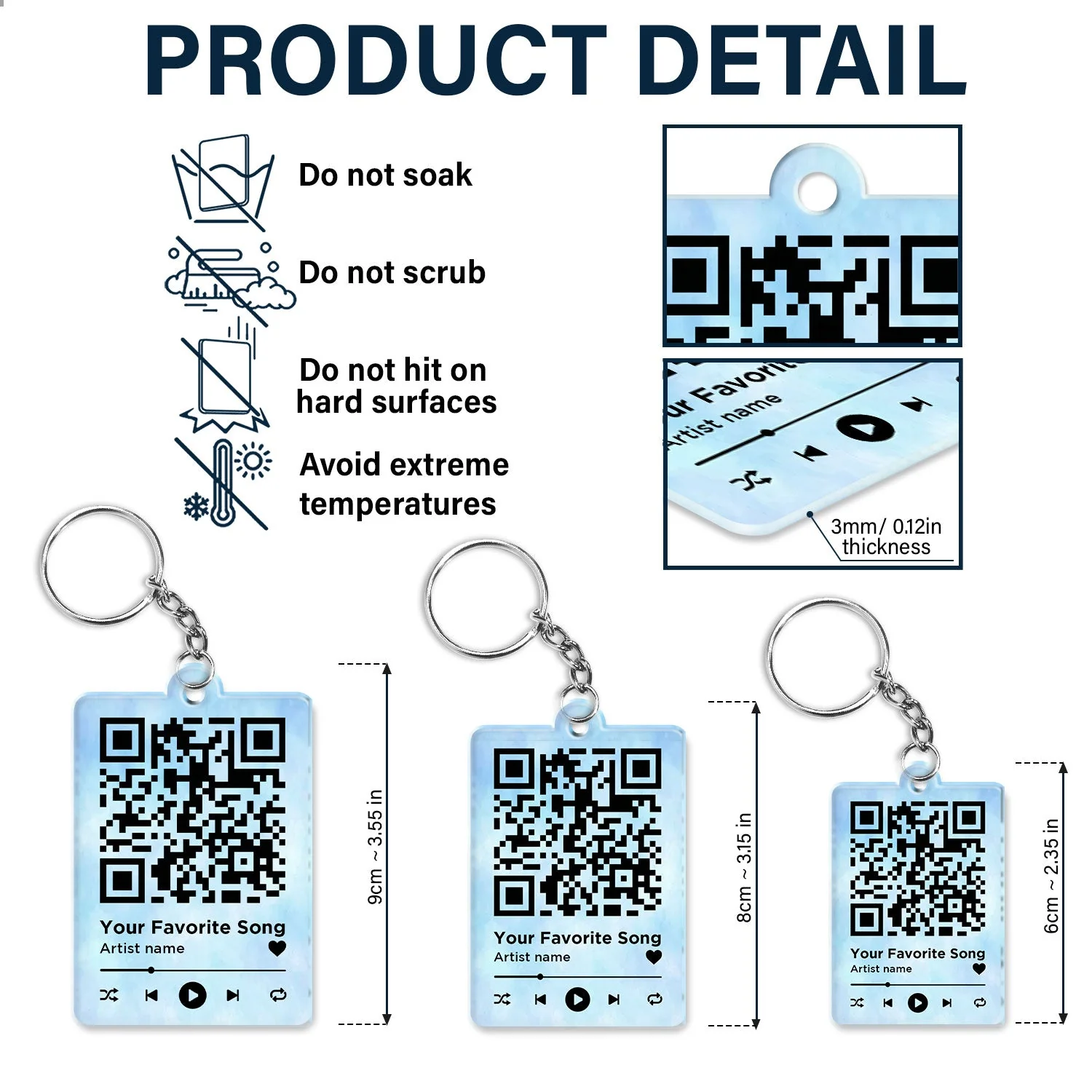Cartoon Couple QR Code You're The Only One - Personalized Acrylic Keychain - Image 6