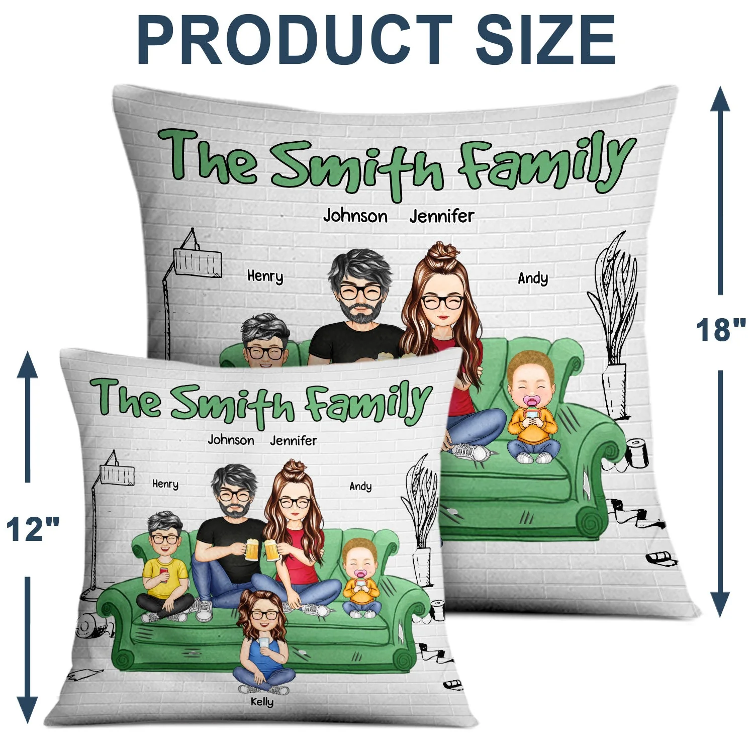 Cartoon Family - Gift For Family - Personalized Pillow - Image 4