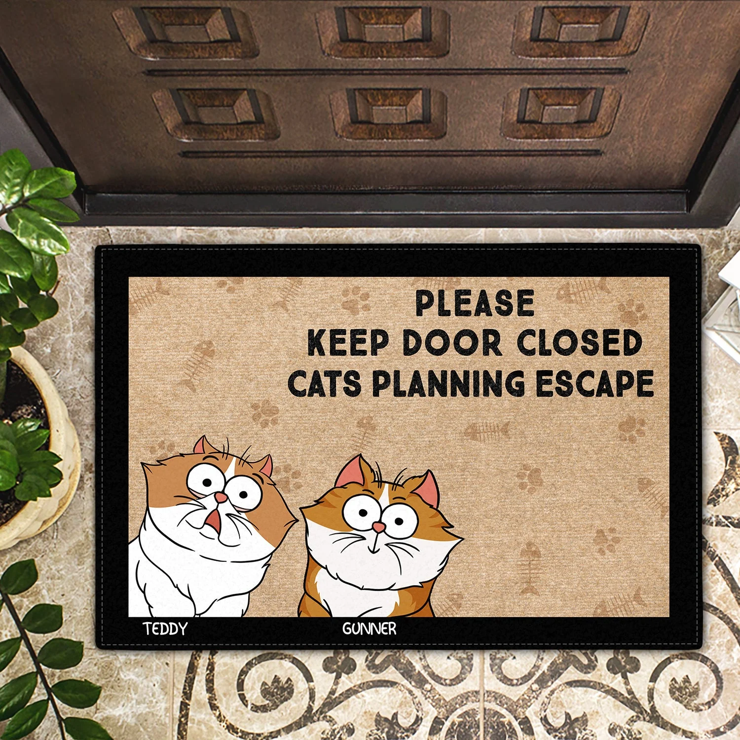 Cartoon Pets Planning Escape - Gift For Pet Lovers - Personalized Doormat - Image 2