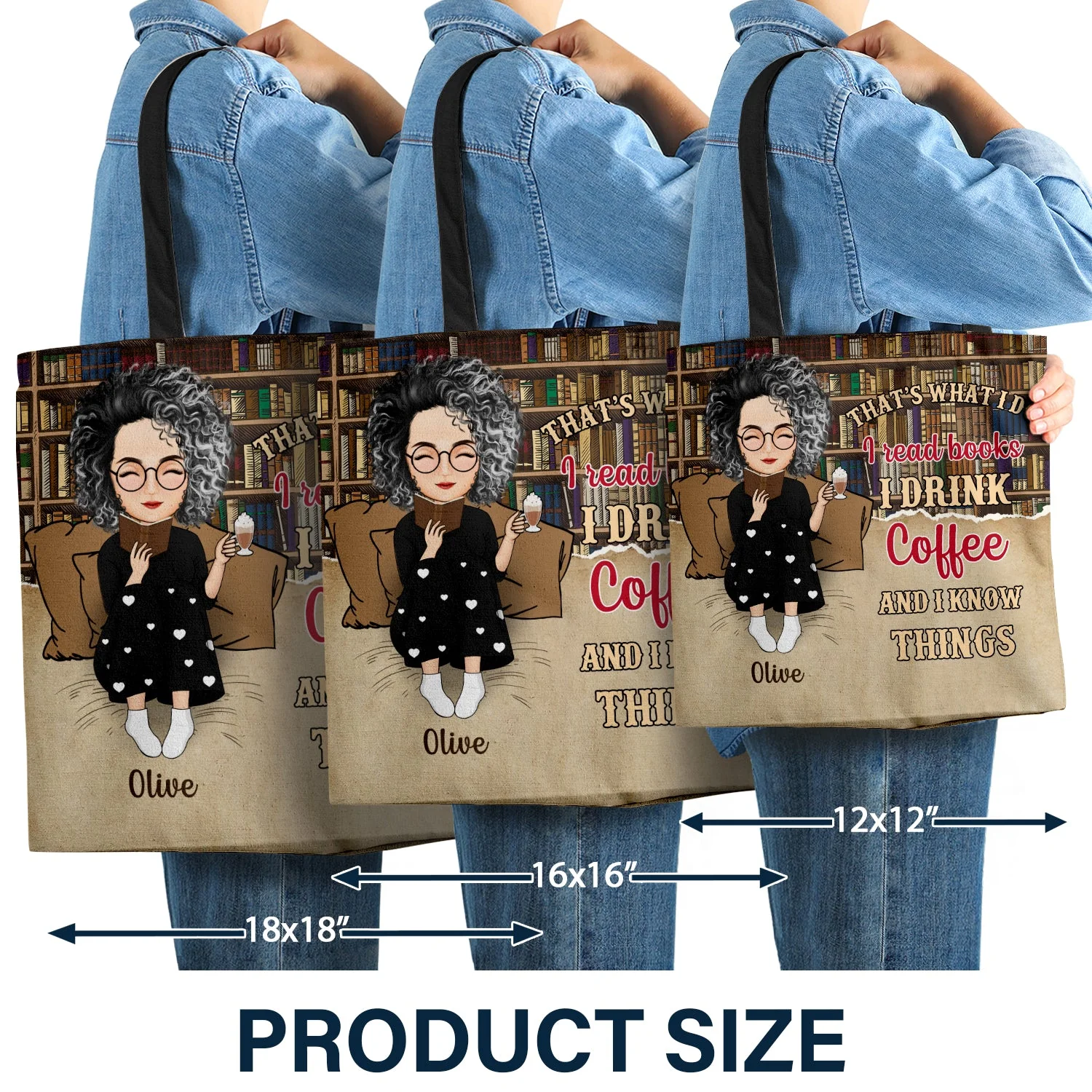 Cartoon Reading Just A Girl Who Loves Books Bag - Gift For Book Lovers - Personalized Zippered Canvas Bag - Image 4