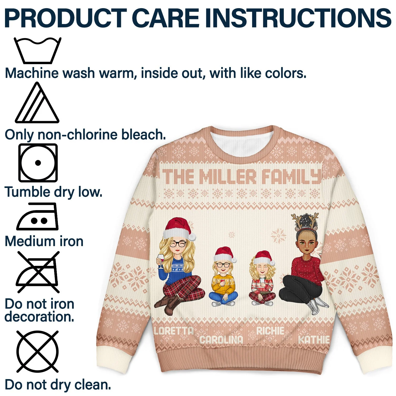 Cartoon Style - Christmas Gift For Family, Friends - Personalized Unisex Ugly Sweater - Image 7