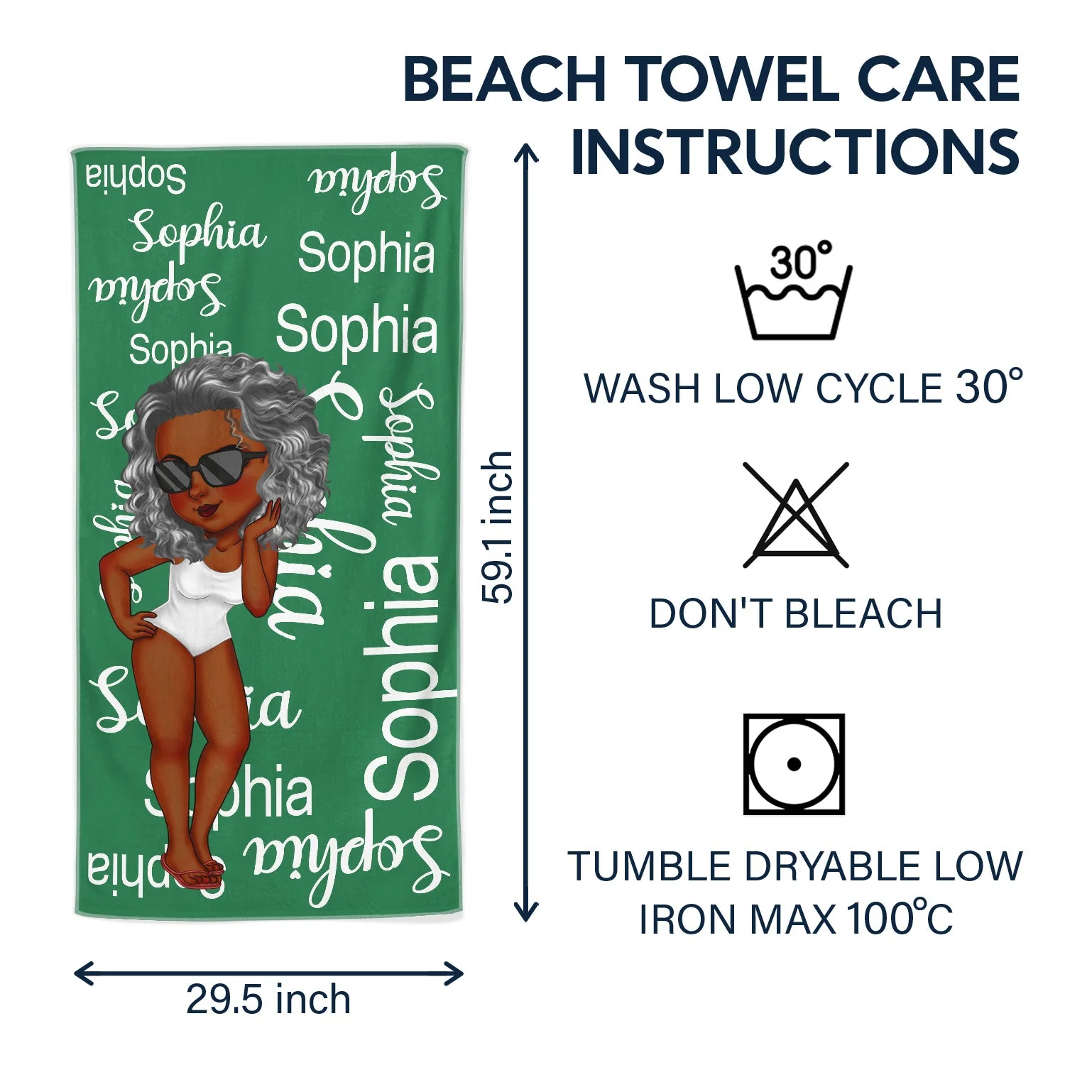 Cartoon Woman Custom Name Traveling Beach Poolside Swimming Picnic - Birthday, Vacation Gift For Her, Besties, Family - Personalized Beach Towel - Image 6