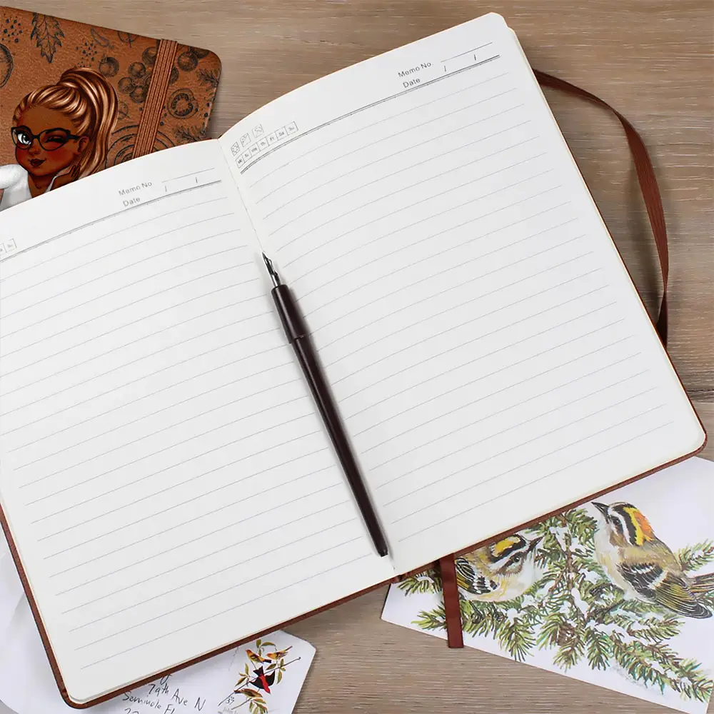 Cartoon Woman Recipe Book - Personalized Leather Journal - Image 2