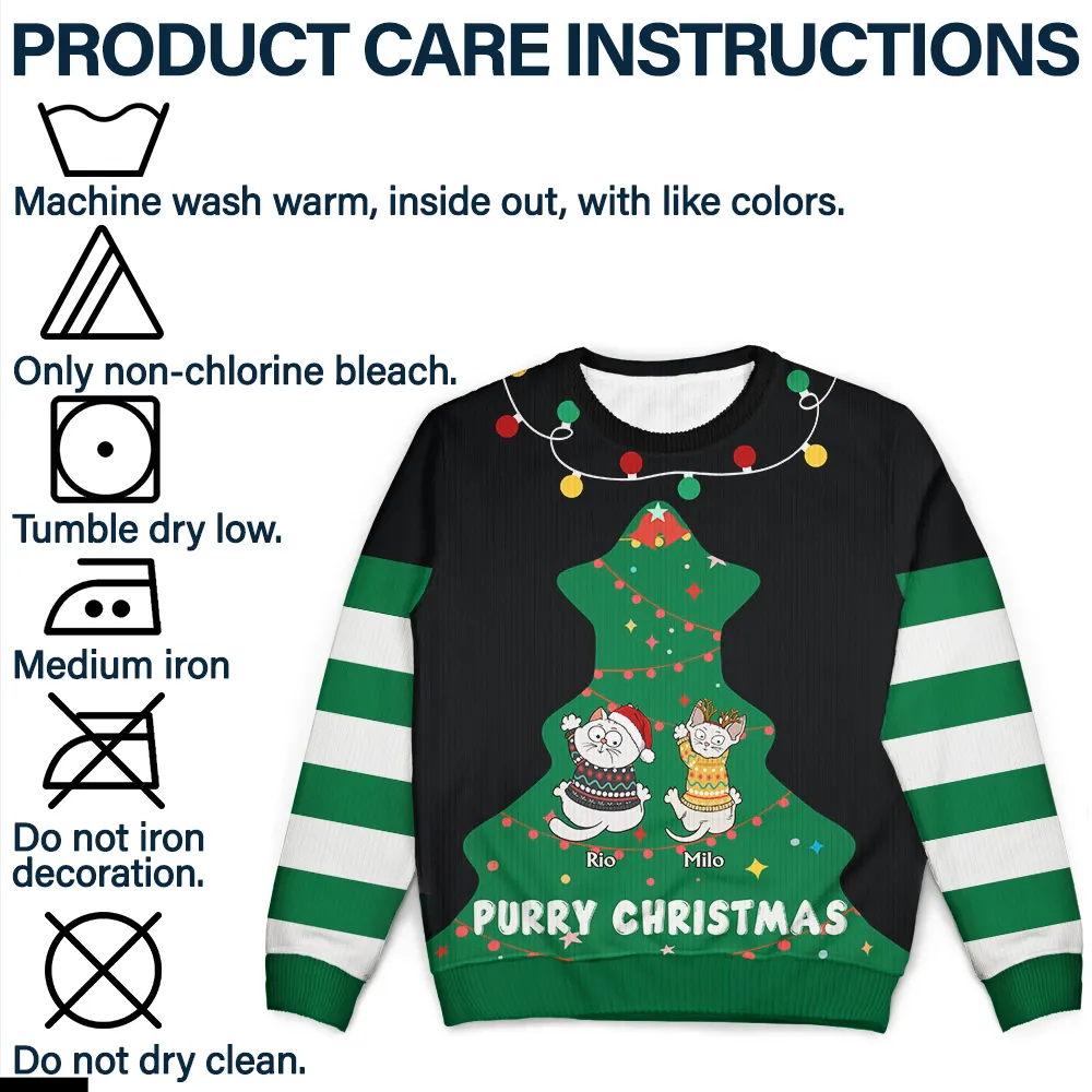 Cat Climbing Christmas Tree - Personalized Unisex Ugly Sweater - Image 7