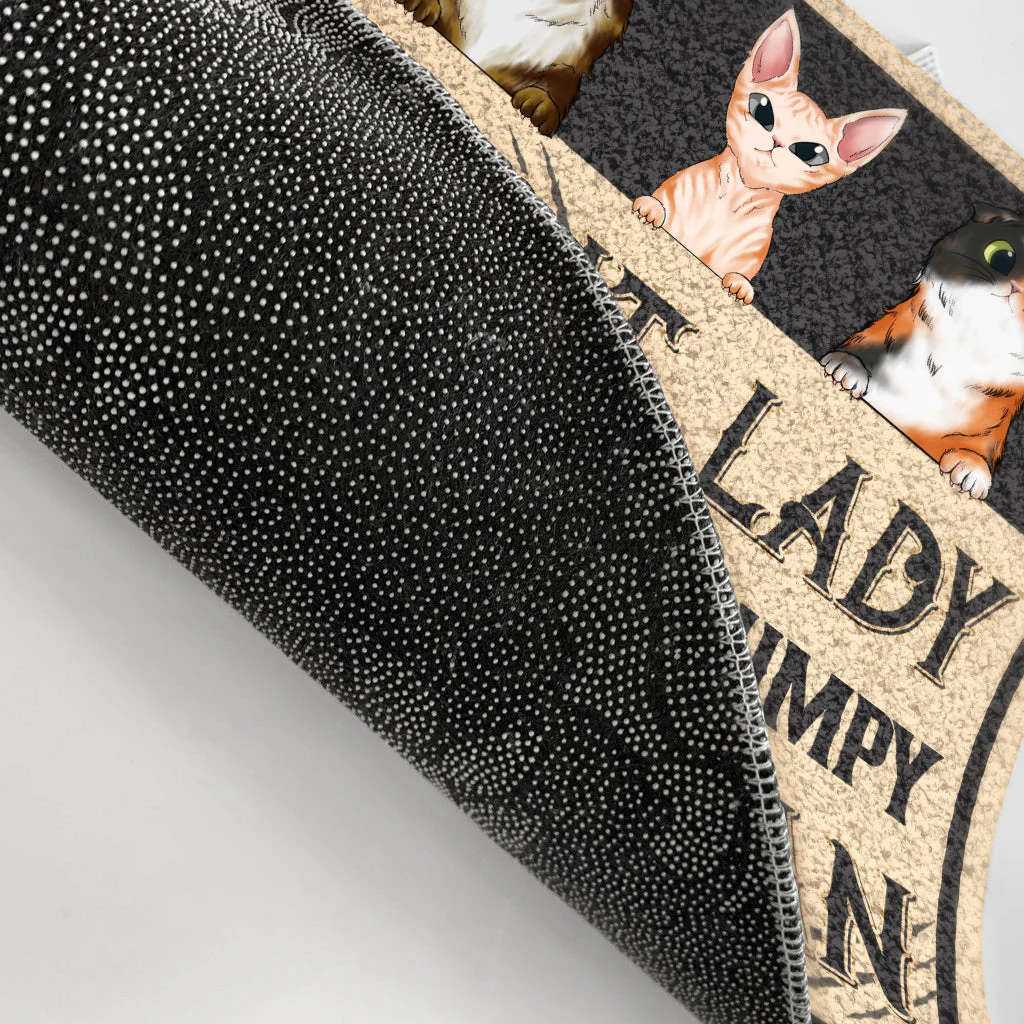 Cat Lovers Crazy Cat Lady And Grumpy Old Man Live Here - Personalized Custom Doormat - Image 3