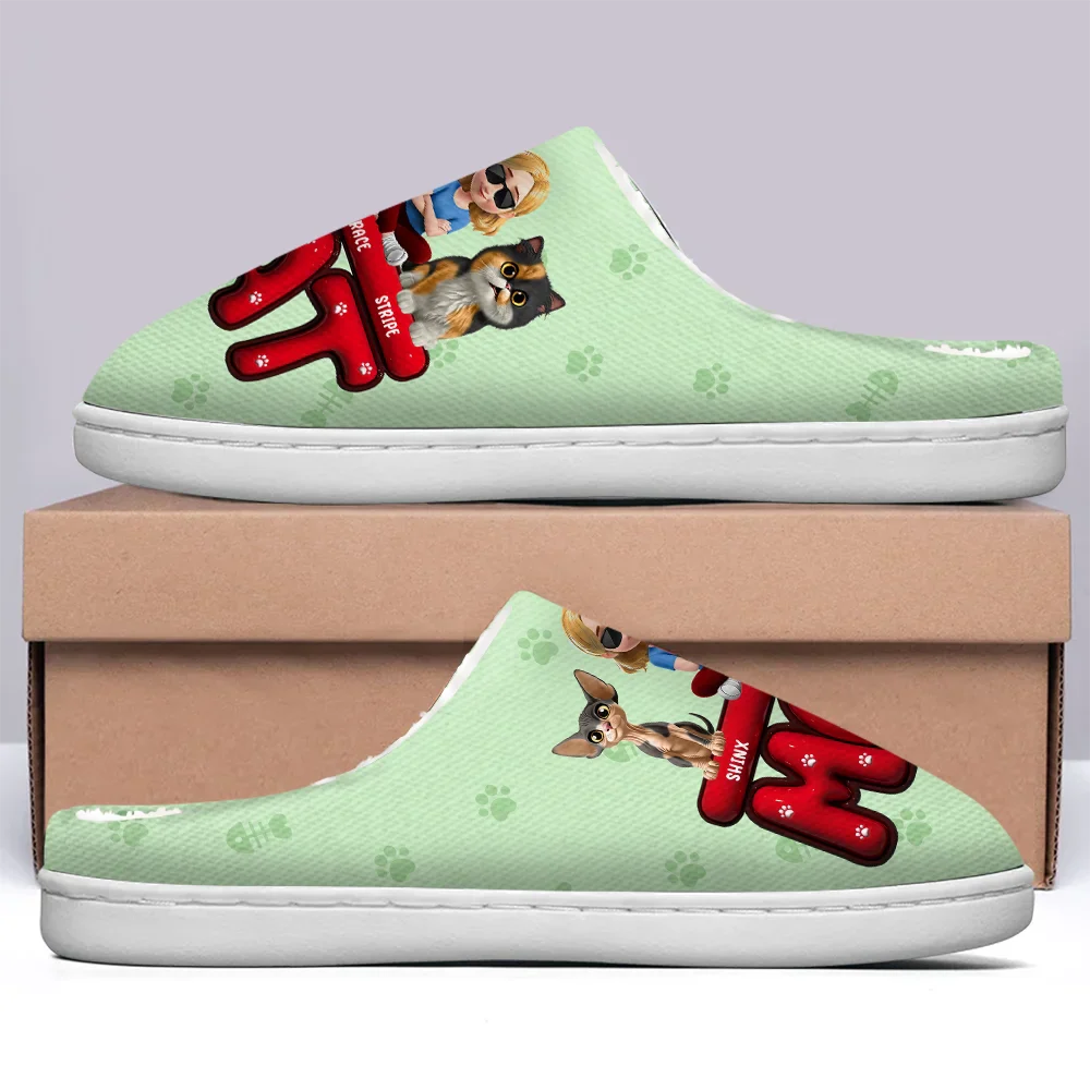 Cat Mom 3D Effect - Personalized Fluffy Slippers - Image 4