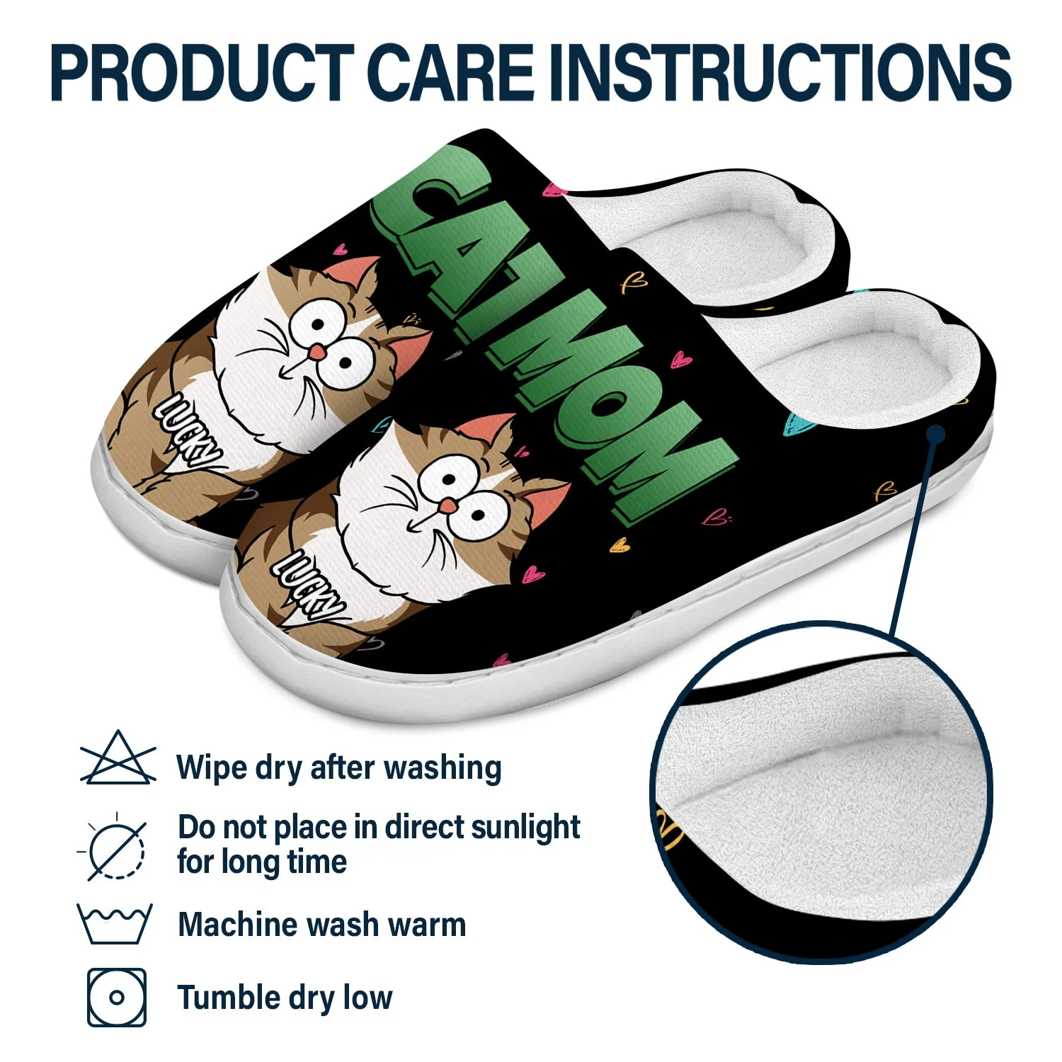 Cat Mom Cartoon - Gift For Cat Mom, Cat Lovers - Personalized Fluffy Slippers - Image 6