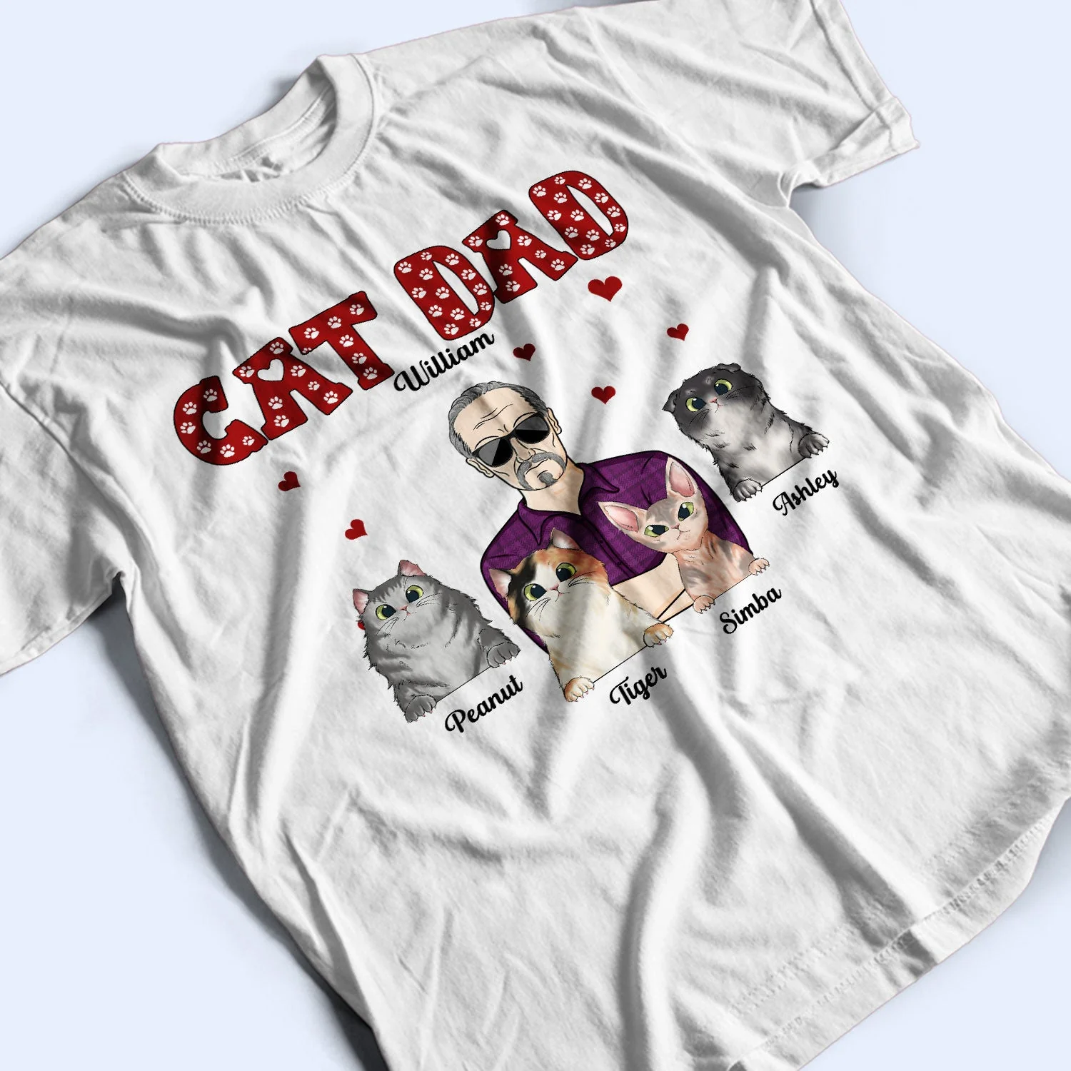 Cat Mom Cat Dad - Birthday Gift For Mother, Father, Pet Lovers - Personalized Custom T Shirt - Image 3